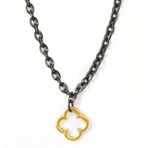 Gunmetal & Gold Quatrefoil Necklace